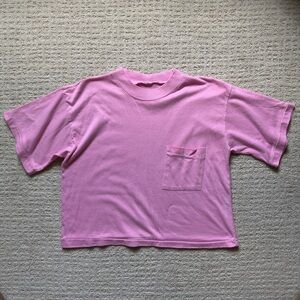 Vintage 90's Single Stitch Cropped Pink Pocket T-Shirt